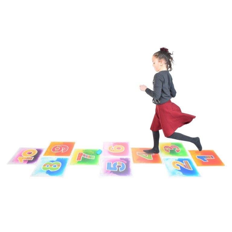 10 x Sensory Liquid Floor Tiles Hopscotch Large Numbers 40cm x 40cm Each - Sensory Toys