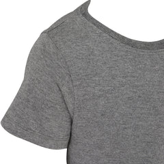 Gray t-shirt with a scoop neckline on a white background