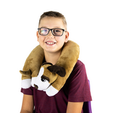 boy wearing neck dog
