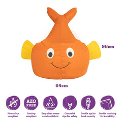 BazZoo Sea Life Fish Bean Bag Chair, Comfort Reading Nook - Sensory Equipment