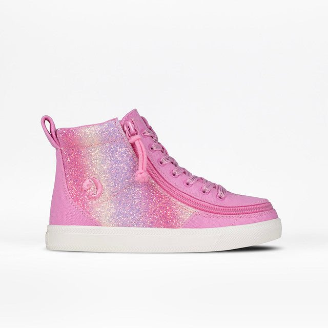 Billy Footwear (Kids) - High Top Pink Glitz Canvas Shoes - Footwear