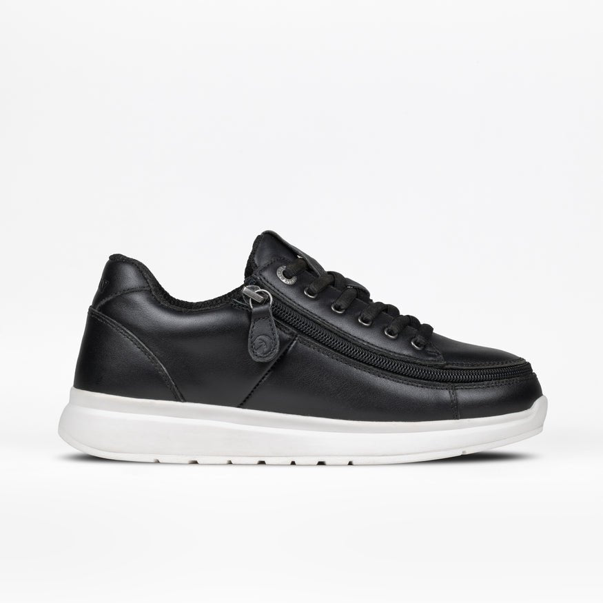 Billy Footwear (Womens) - Low Top Comfort Plush Black Leather Shoes - Footwear