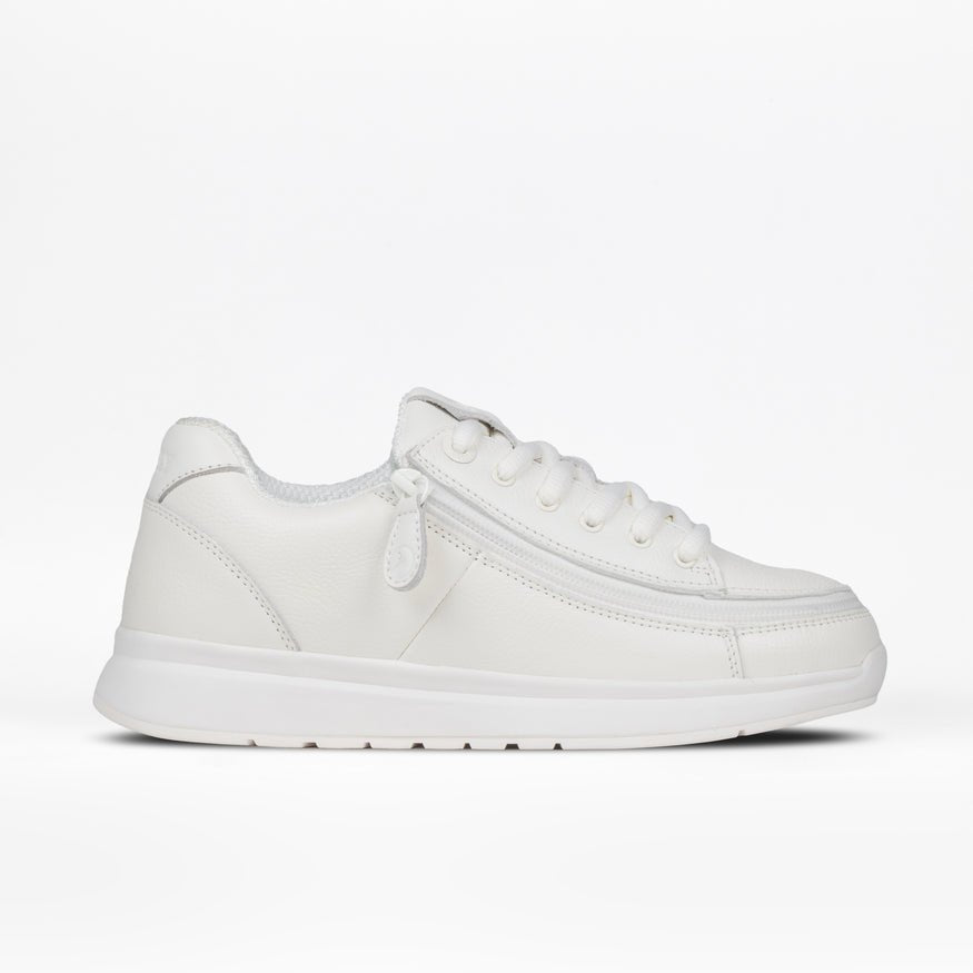 Billy Footwear (Womens) - Low Top Comfort Plush White Leather Shoes - Footwear