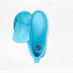 Blue protective open shoe with 'BILLY' branding on a white background