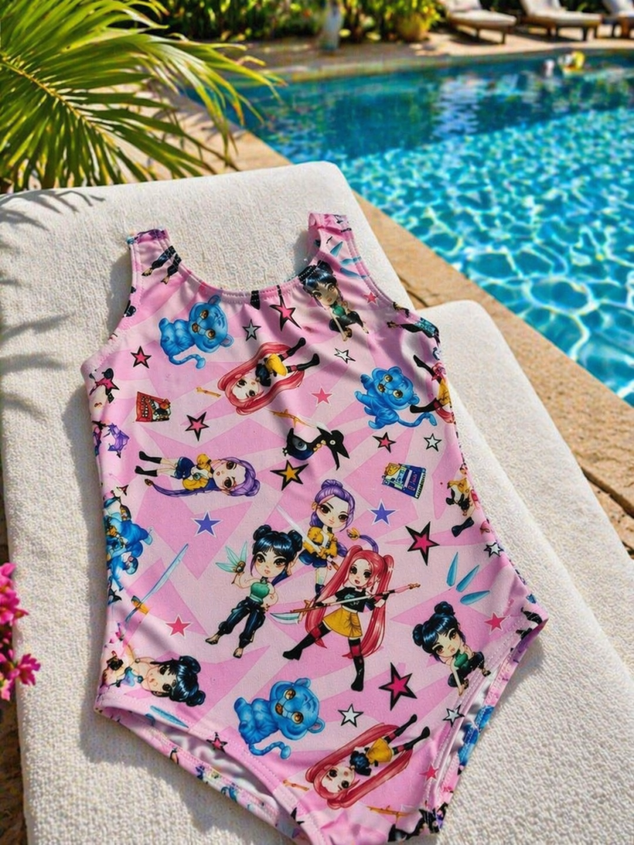 Hi - Line Girls Ostomy Swimsuit – Exclusive K - Pop Print - Swimwear and Accessories