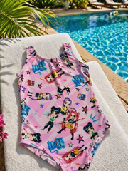 Hi-Line girls’ incontinence swimsuit in K-Pop print