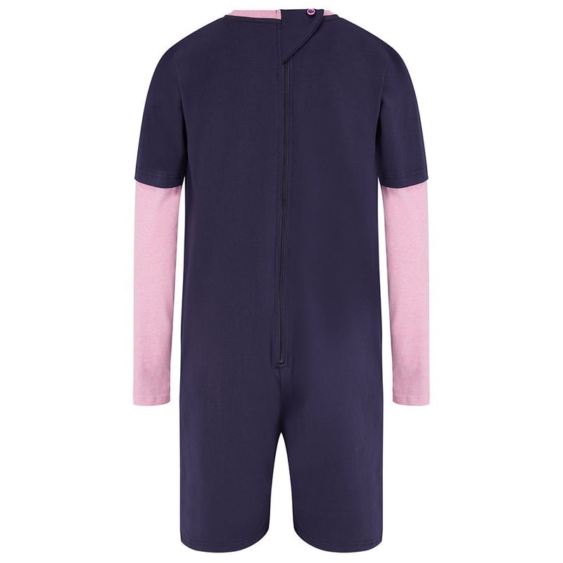 Kaycey Secret Zip Back Jumpsuits - Long Sleeve / Short Leg - Adult - Bodyvests and Sleepwear