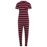 KayCey® Signature Stripes Short Sleeve Ankle Length Zip Back Jumpsuit - Bodyvests and Sleepwear
