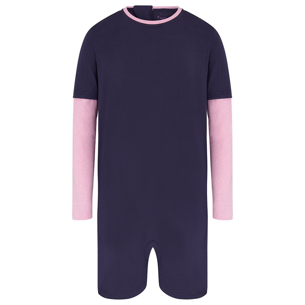 KayCey®Z Secret Zip Back Jumpsuit - Long Sleeve / Short Leg - Kids - Bodyvests and Sleepwear