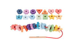 Rainbow Wooden Lacing Shapes - Learning Resource