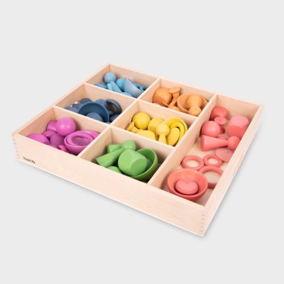 tickit® Rainbow Wooden Super Set with 7 - Way Sorting Tray (84 Pieces) - Learning Resource
