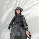 Waterproof Black Cotton Adapted Cargo Trousers - Wheelchair Clothing