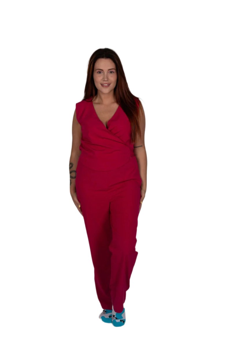 Wrap - Over Jumpsuit with Side Openings - Daywear