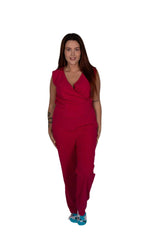 Wrap - Over Jumpsuit with Side Openings - Daywear