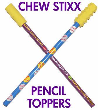 Chew Stixx Pen / Pencil Toppers - Twin Pack - Chewing
