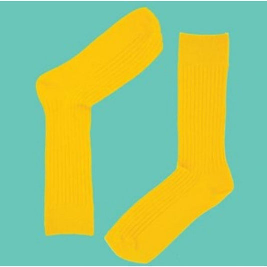 City Of Clouds Bamboo Ribbed Seam Free Crew Socks - Keen As Mustard 