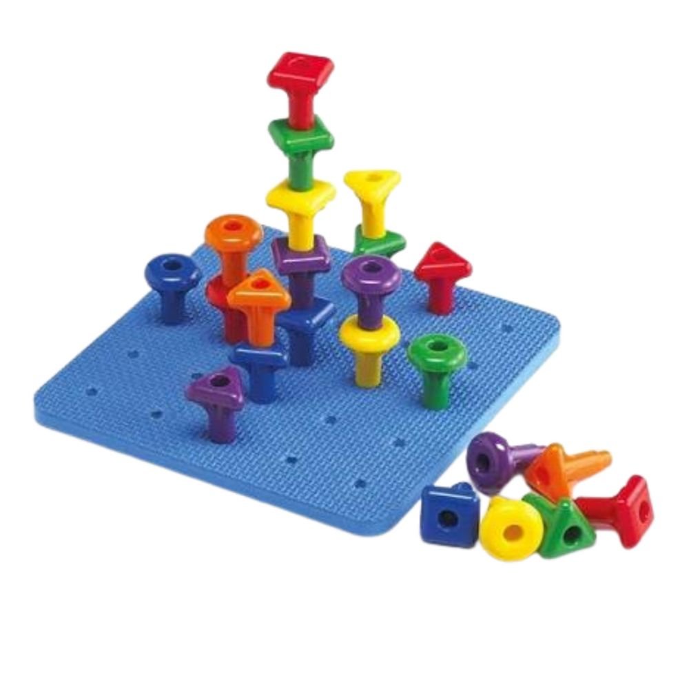 stackable pegs and pegboard