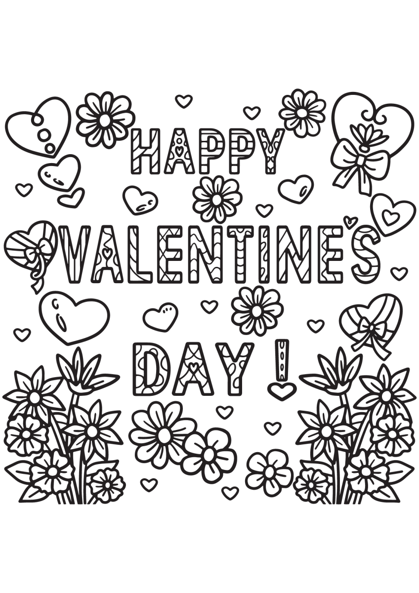 Happy Valentines Day Floral Colouring in Sheet - Downloads