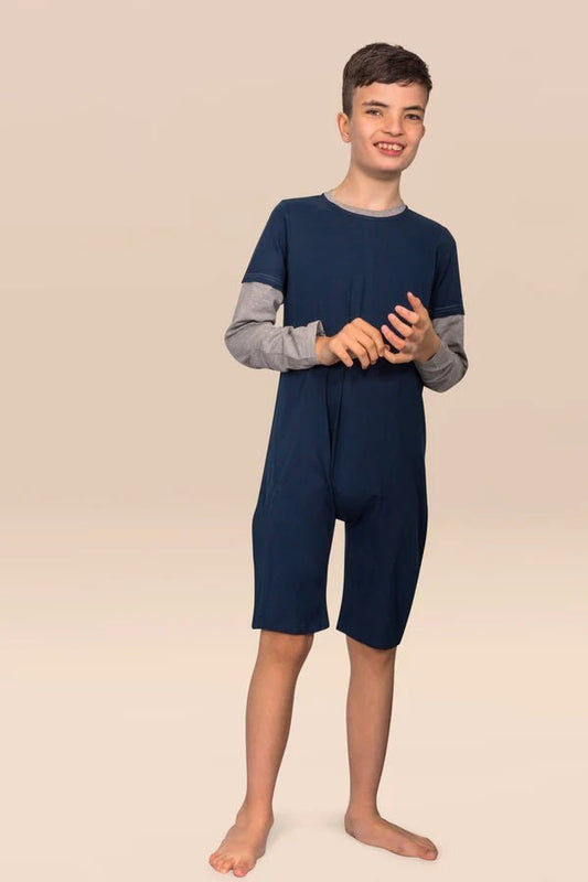 Kaycey Secret Zip Back Jumpsuits - Long Sleeve / Knee Length (Kids) - Bodyvests and Sleepwear