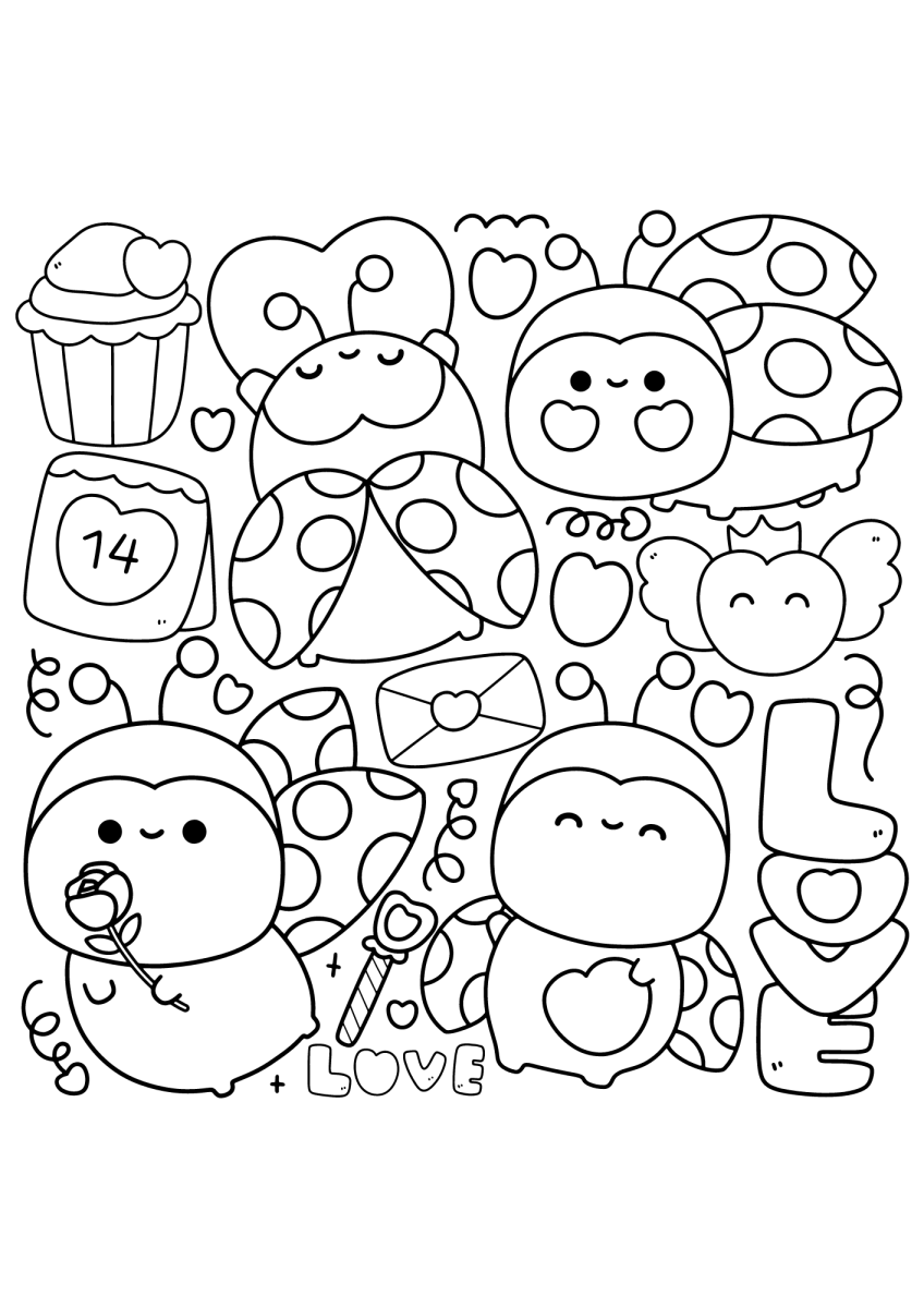 Love Bug Valentines Colouring in Sheet - Downloads