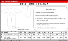R212 Onesie Pyjama measuring guide