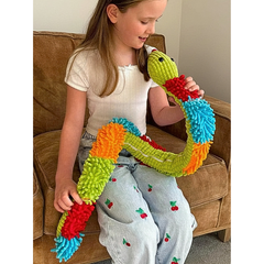 girl with giant tactile fidget snake