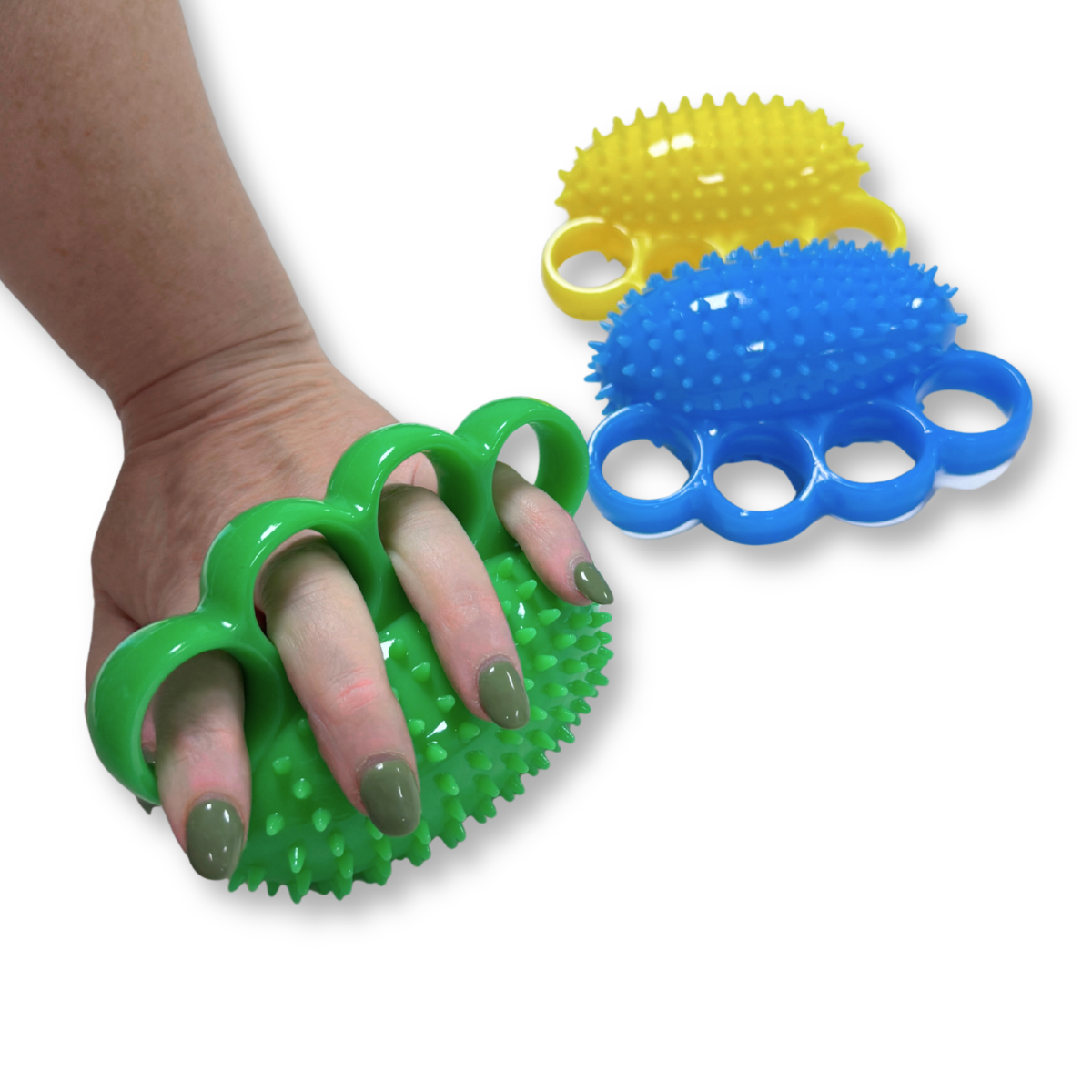 trio of spiky hand rollers