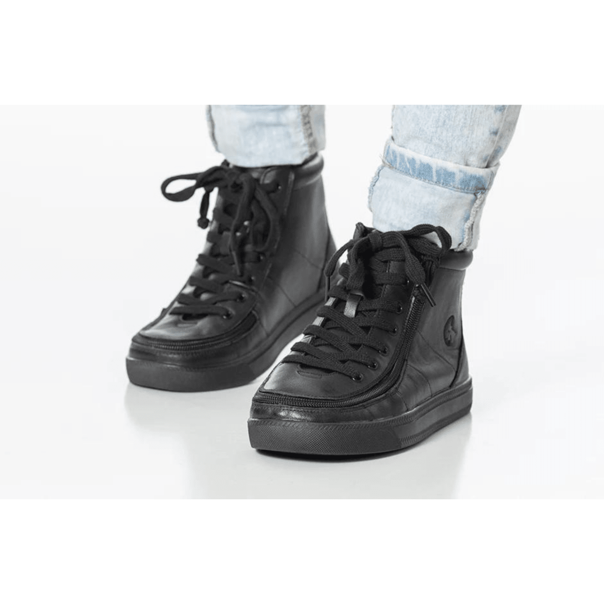 Billy Footwear Kids’ DR II Fit High Top Black Leather Shoes - Shoes