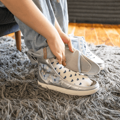 Billy Footwear (Kids) - High Top Silver Butterfly Shoes - Footwear