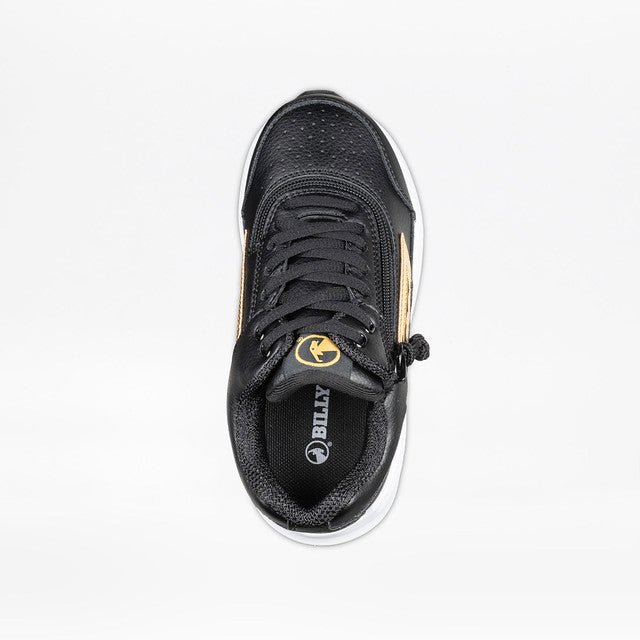 Billy Footwear (Kids) - Mid Top Goat Hoop Black/Gold Faux Leather Trainers - Footwear