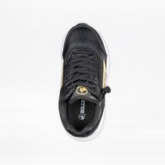 Billy Footwear (Kids) - Mid Top Goat Hoop Black/Gold Faux Leather Trainers - Footwear