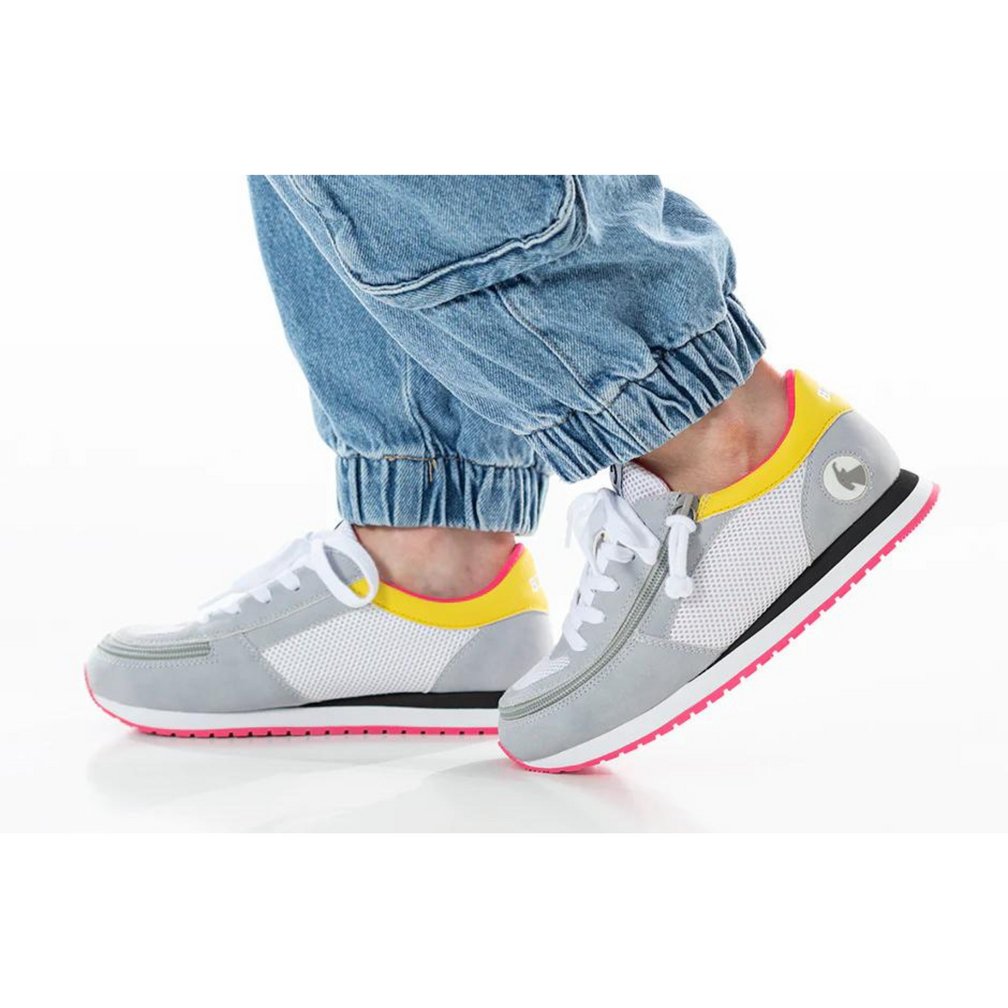 Billy Footwear (Kids) Trainers Faux Suede - Grey / Pink - Footwear