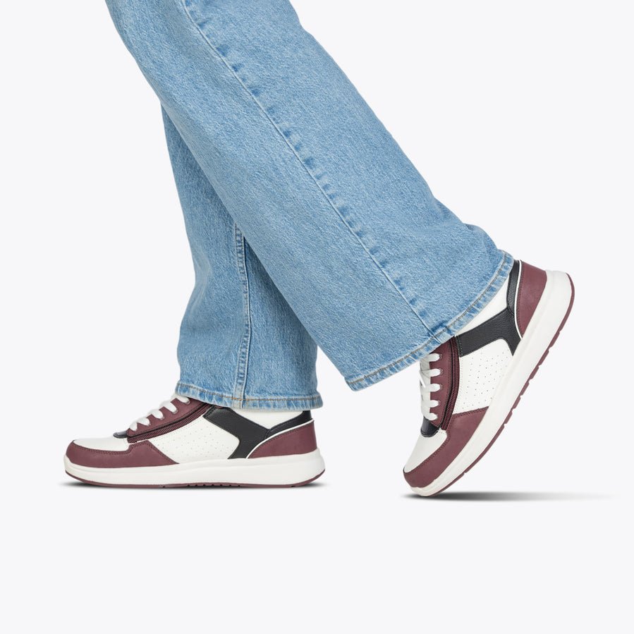 Billy Footwear (Womens) - High Top White/Wine/Black Comfort DZ - Footwear