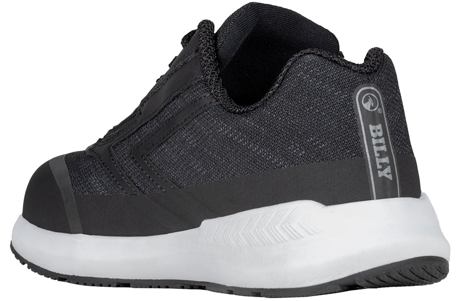 Black sneaker with white sole on a white background