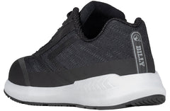 Black sneaker with white sole on a white background
