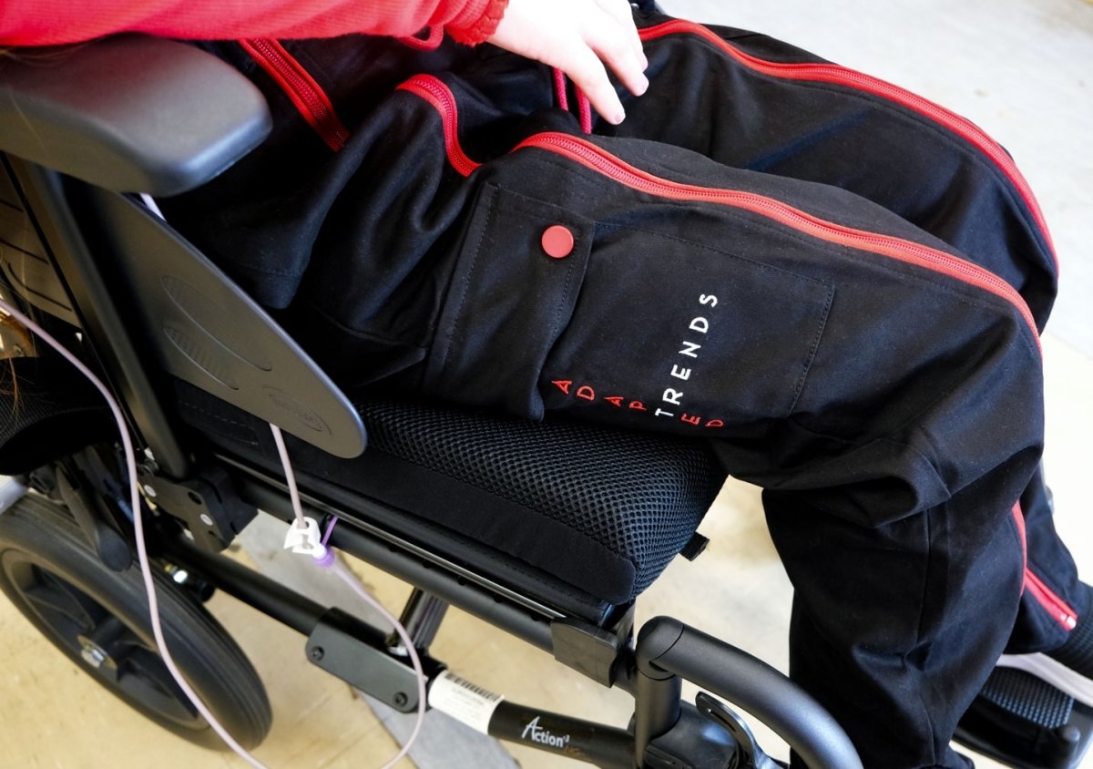 Black Cotton Adapted Cargo Trousers - Wheelchair Clothing