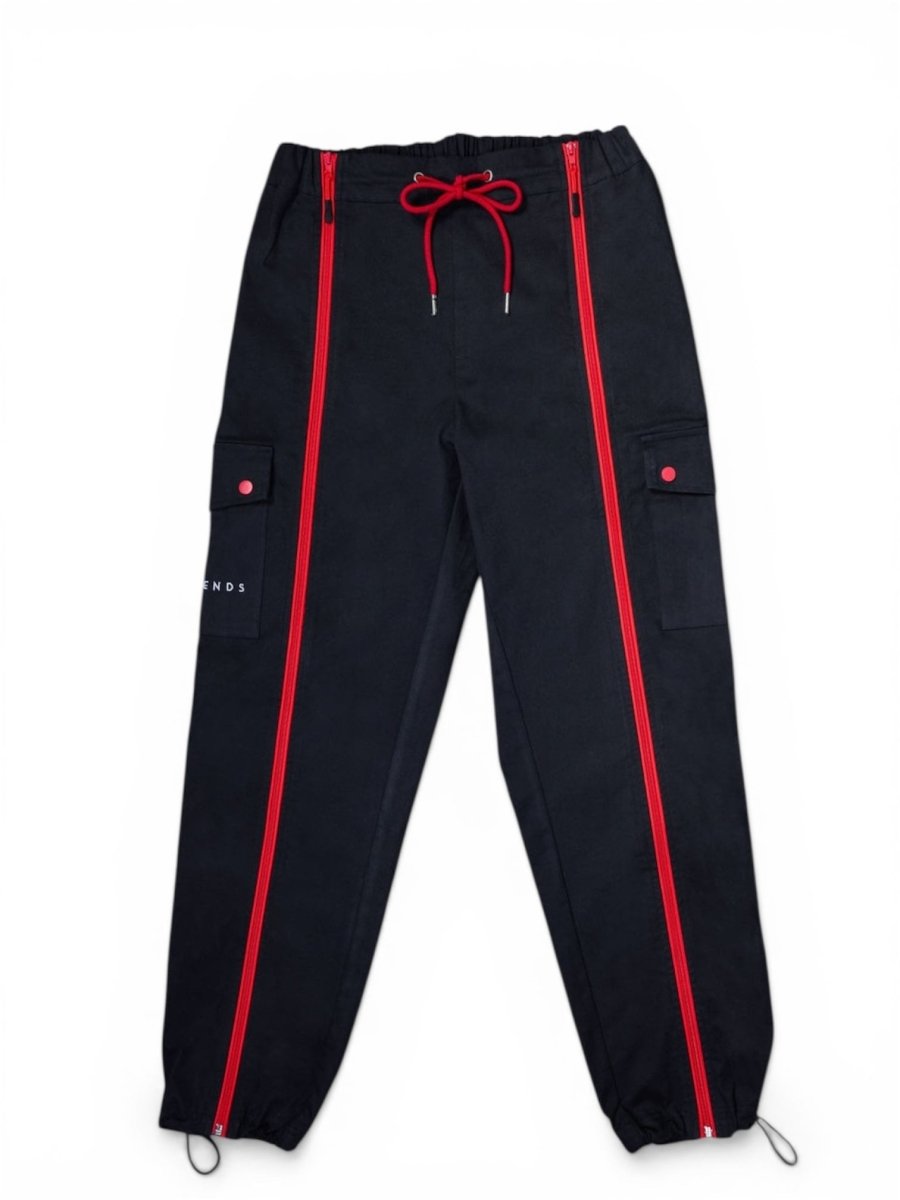 Black Cotton Adapted Cargo Trousers - Wheelchair Clothing