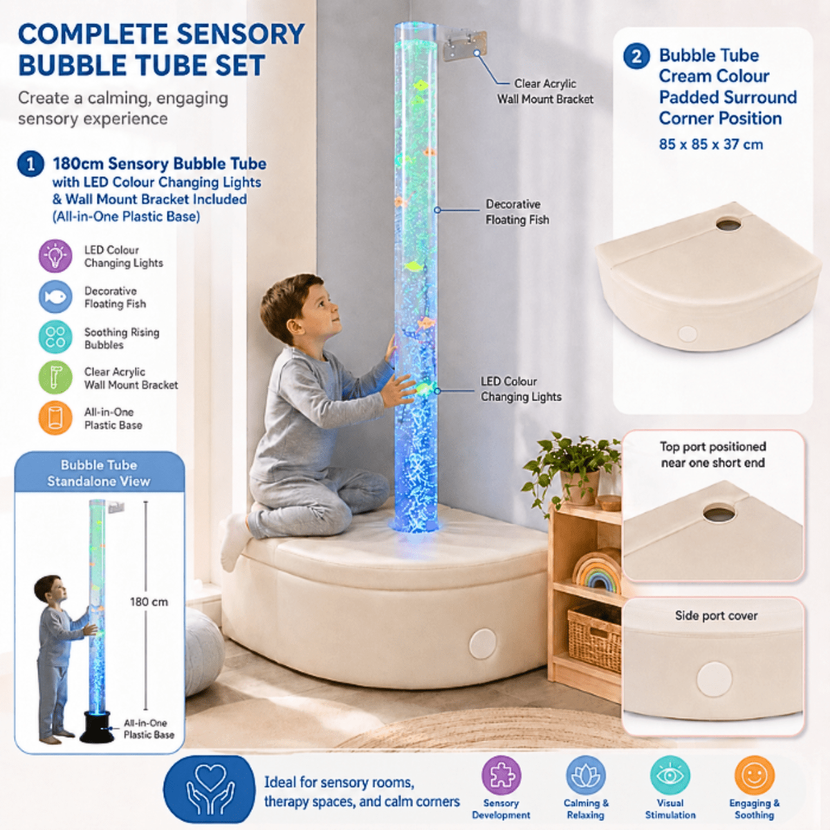 Bubble Tube Kit (Incl. Large Tube, Padded Surround & Bracket) - Sensory Equipment