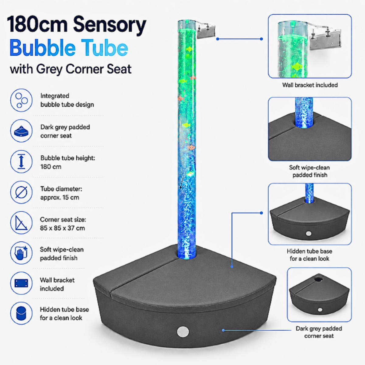 Bubble Tube Kit (Incl. Large Tube, Padded Surround & Bracket) - Sensory Equipment