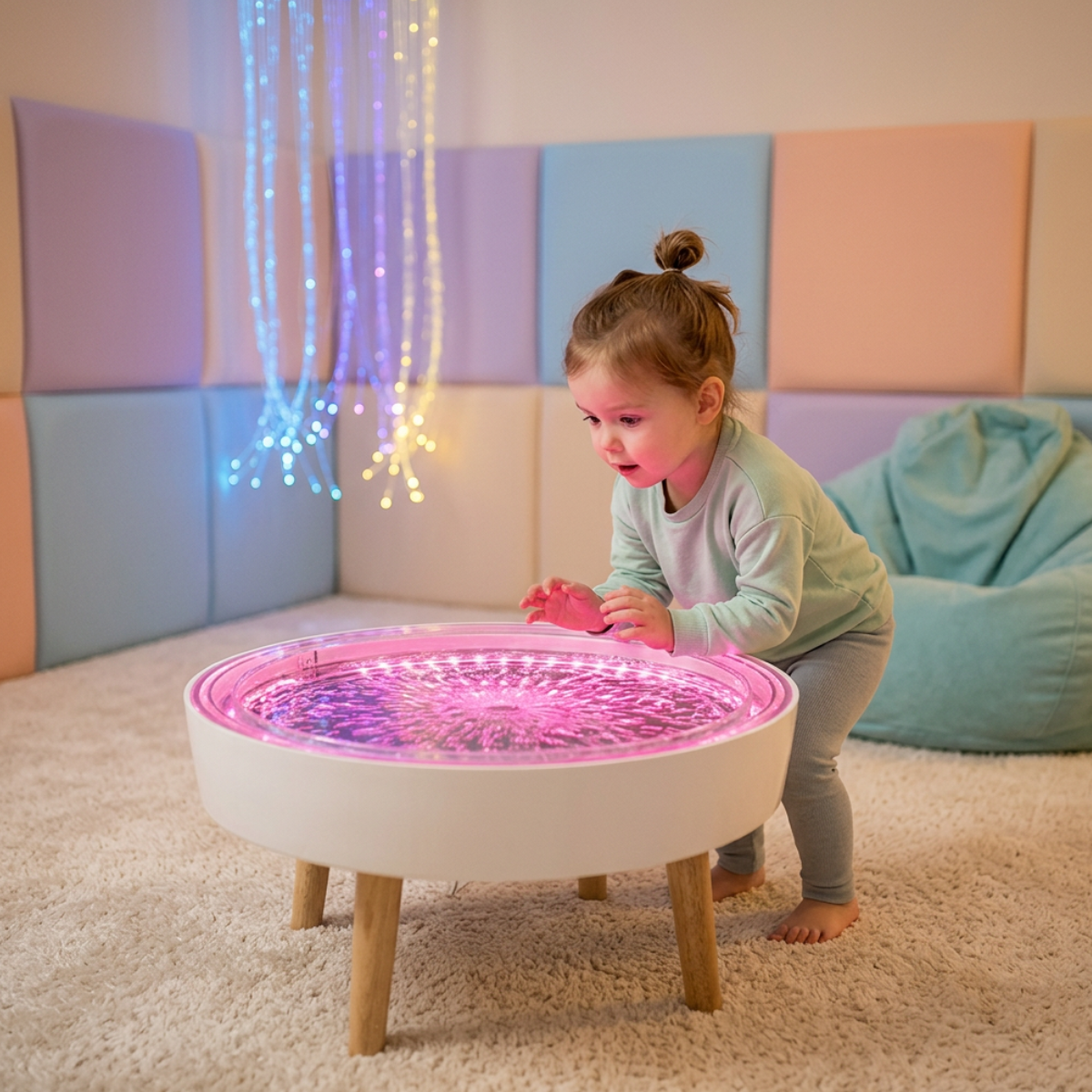 Compact Colour-Changing Bubble Table with Remote Control - Sensory Equipment