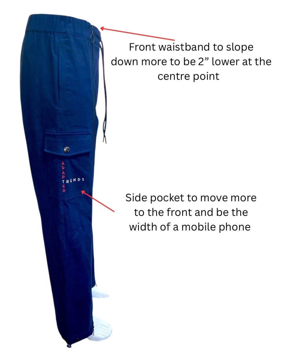 Denim Cotton Adapted Cargo Trousers - Wheelchair Clothing