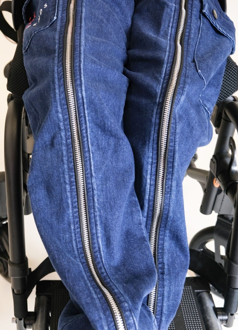 Denim Cotton Adapted Cargo Trousers - Wheelchair Clothing