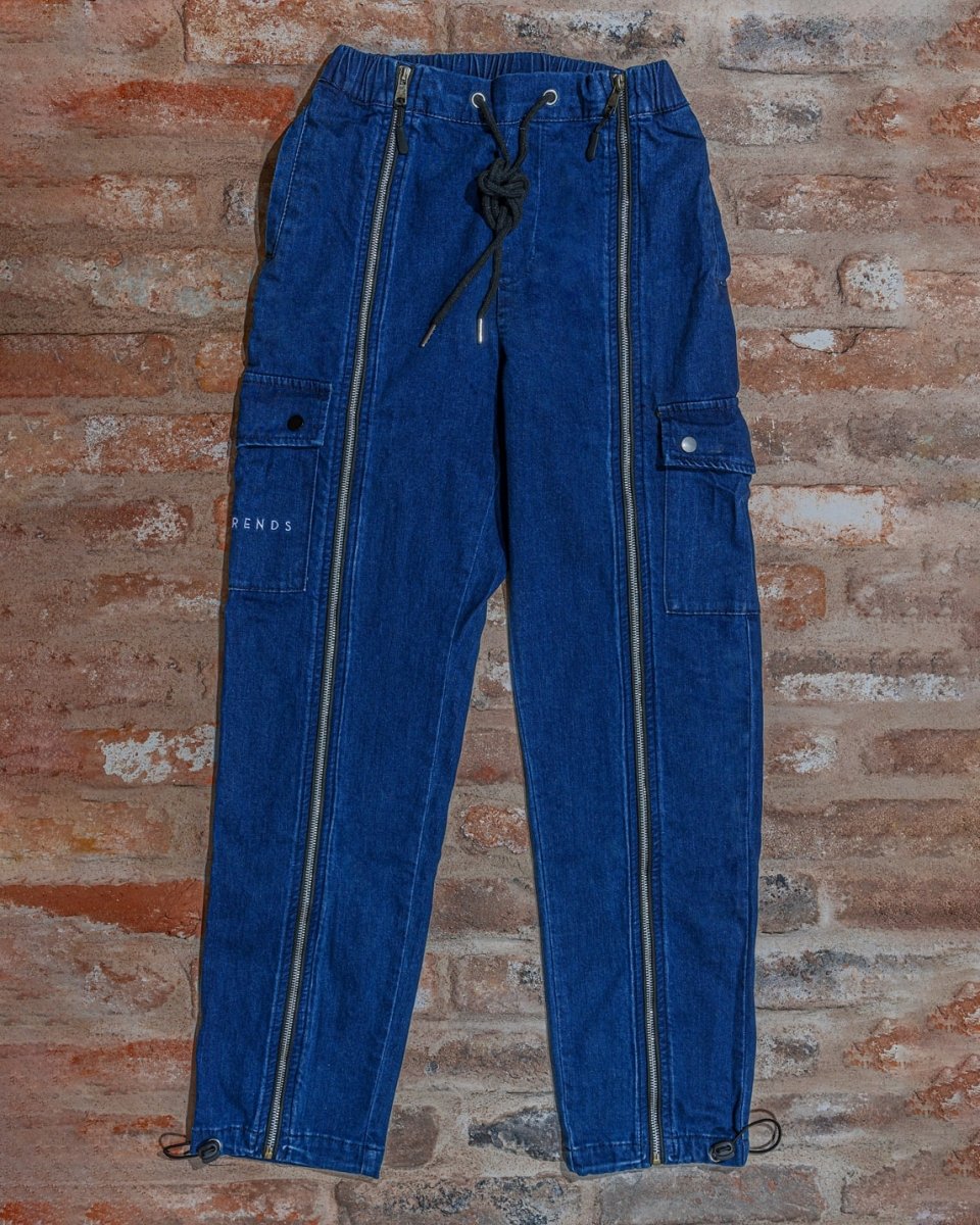 Denim Cotton Adapted Cargo Trousers - Wheelchair Clothing
