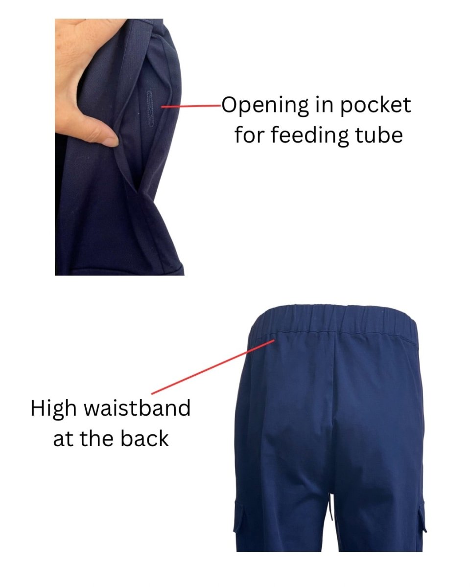 Denim Cotton Adapted Cargo Trousers - Wheelchair Clothing