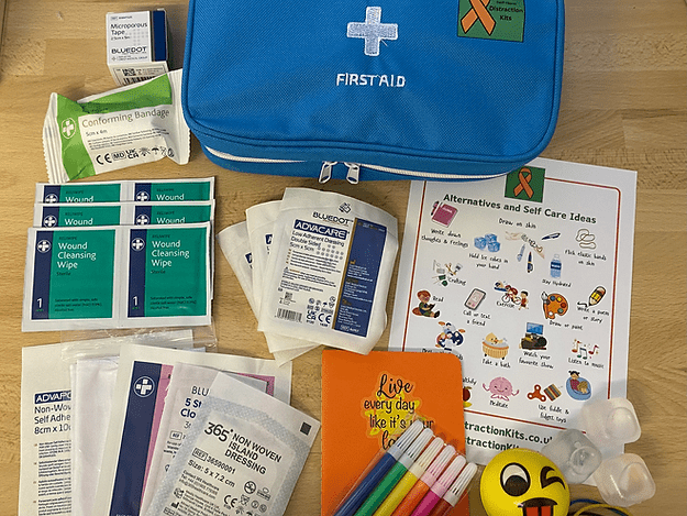 Distraction & Safety Kit – with First Aid - 40 Piece Self - Harm Safety Kit - Care & Safety