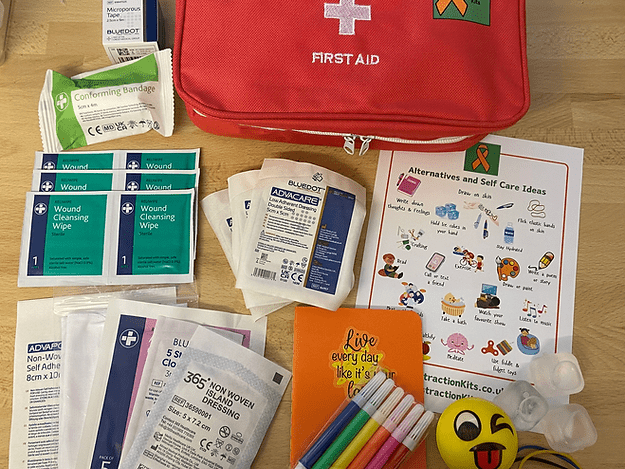 Distraction & Safety Kit – with First Aid - 40 Piece Self - Harm Safety Kit - Care & Safety