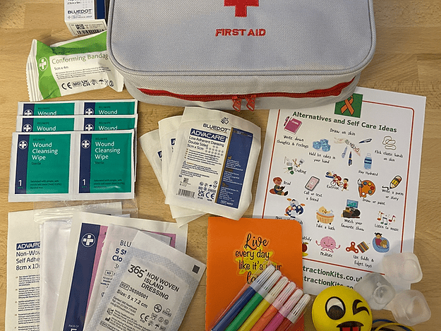 Distraction & Safety Kit – with First Aid - 40 Piece Self - Harm Safety Kit - Care & Safety