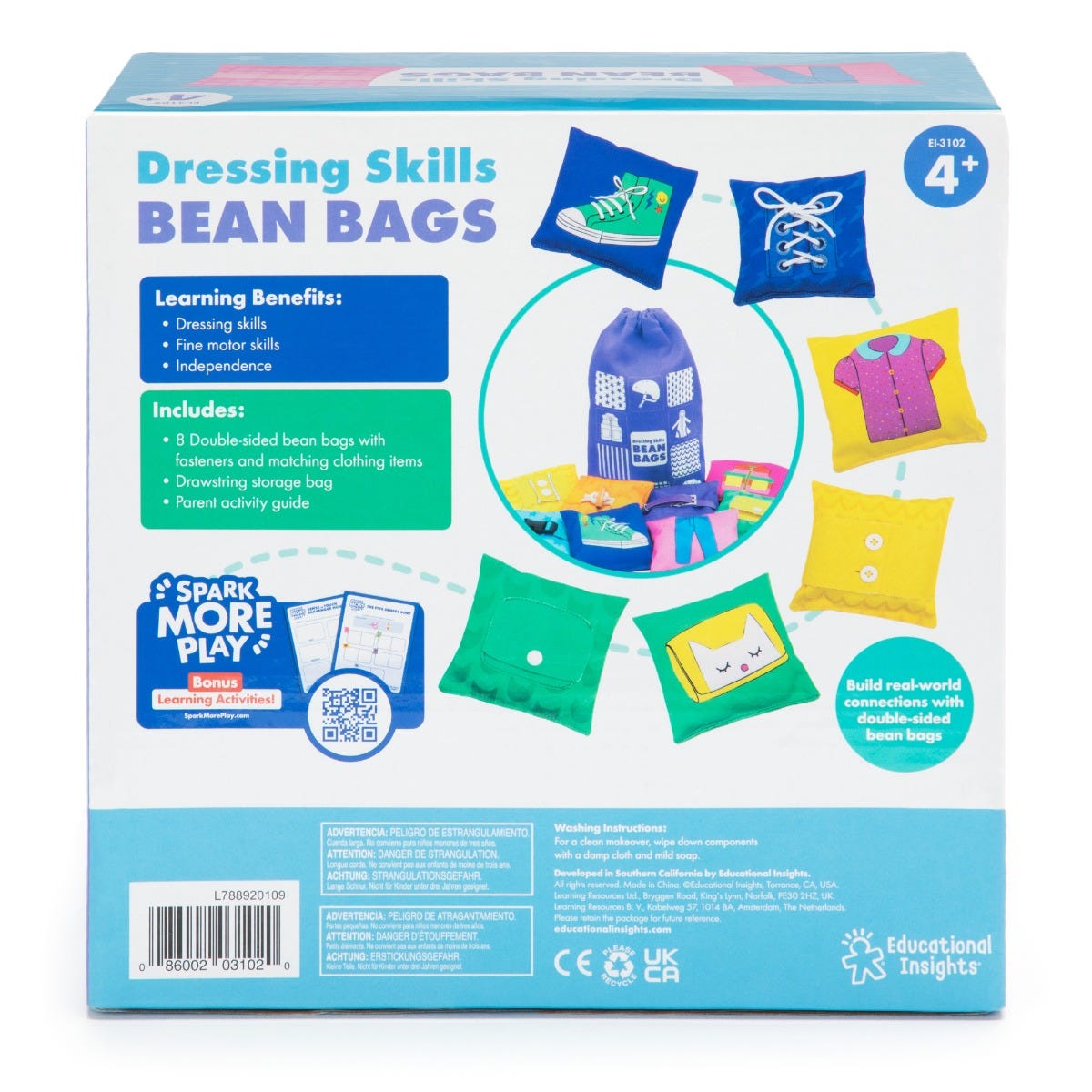 Dressing Skills Bean Bags - Fine Motor &amp; Fastening Practice Set - Sensory Toys