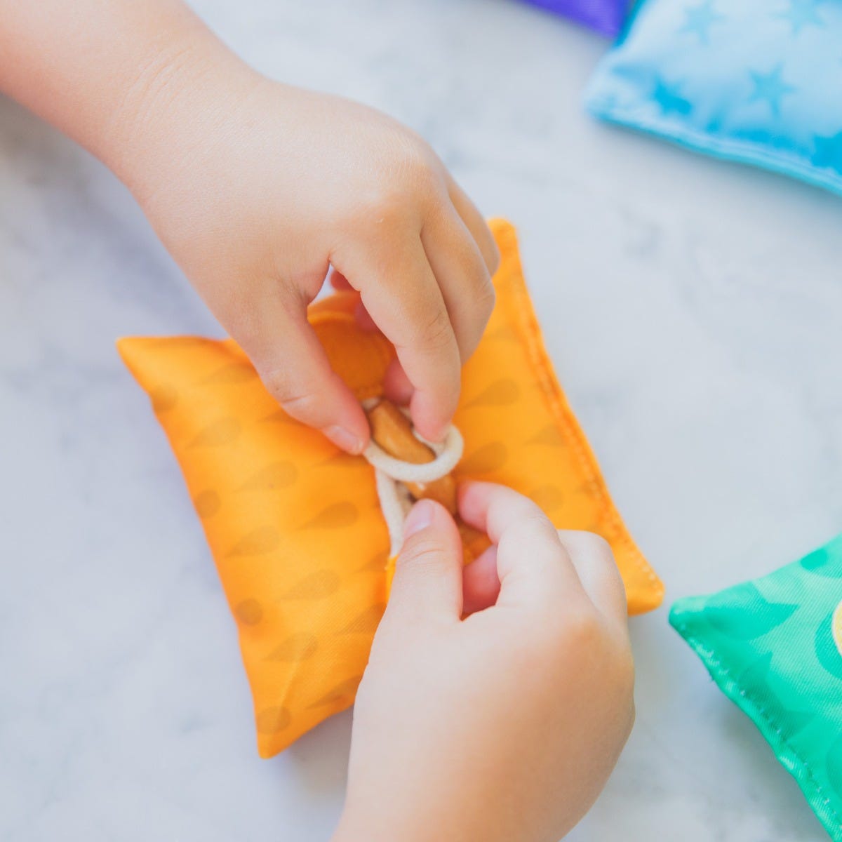 Dressing Skills Bean Bags - Fine Motor &amp; Fastening Practice Set - Sensory Toys