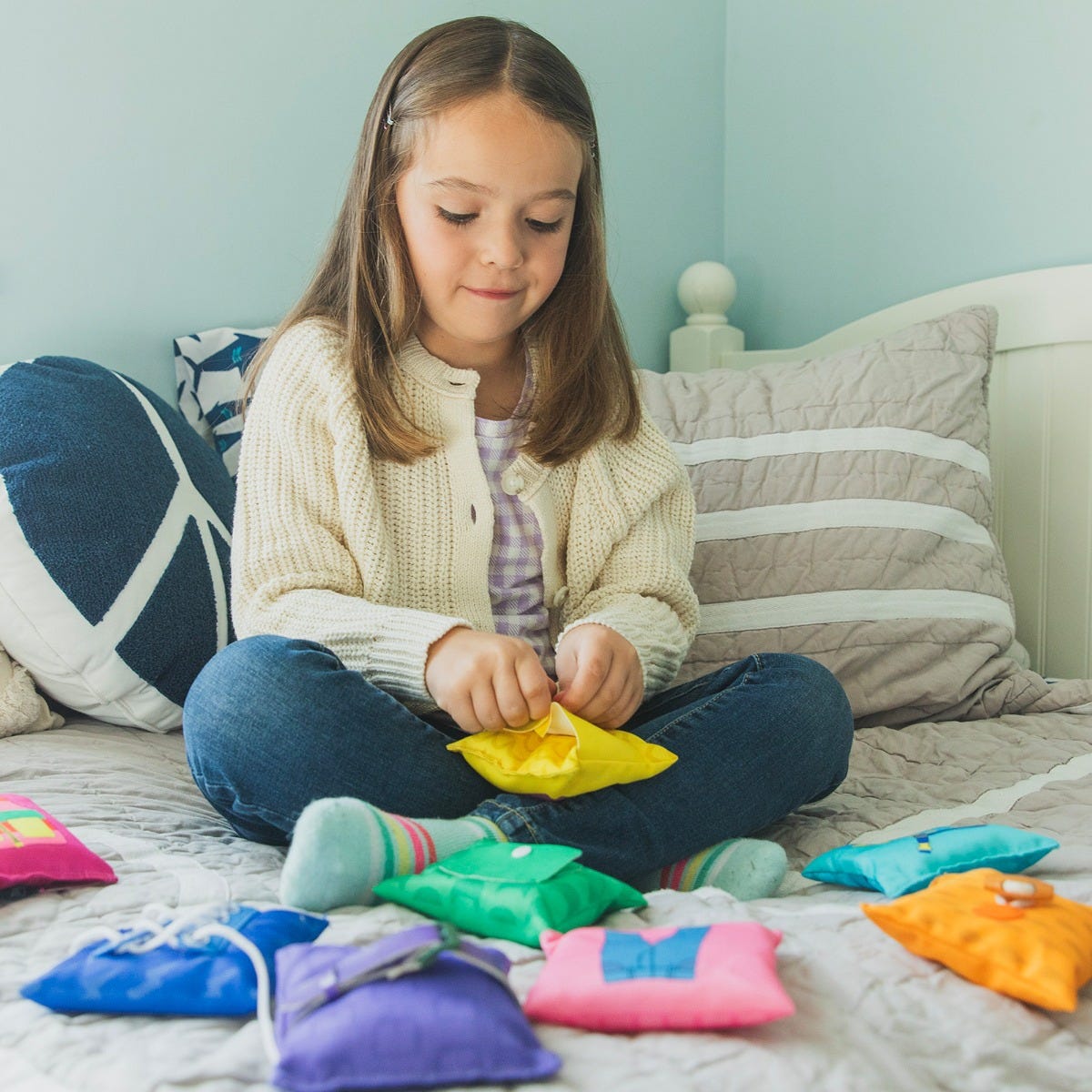 Dressing Skills Bean Bags - Fine Motor &amp; Fastening Practice Set - Sensory Toys